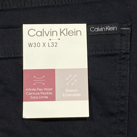 Calvin Klein Chino Pants Mens 30 x 32 Black Slim Fit Straight Flex Waist Cotton - Picture 3 of 13
